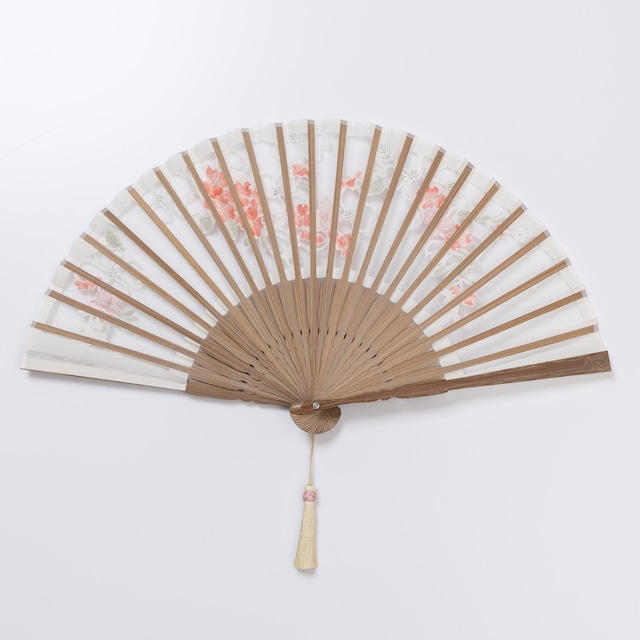 額透かし彫扇 紗月 ハナミズキ 白