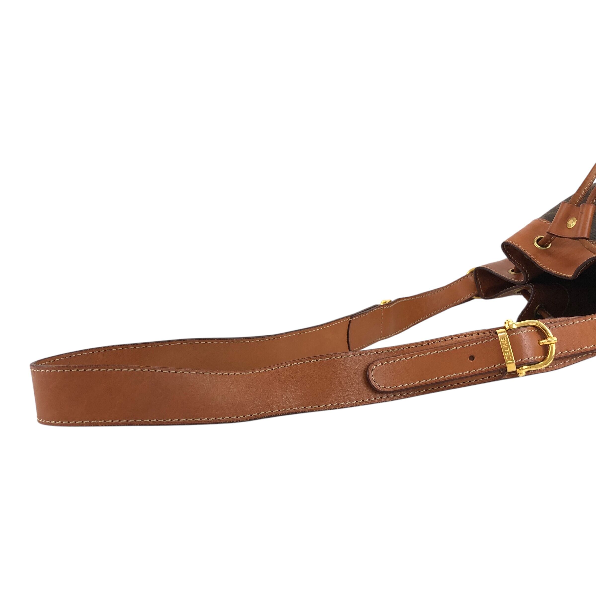 CELINE セリーヌ マカダム ショルダーバッグ ブラウン ブラゾン型押し