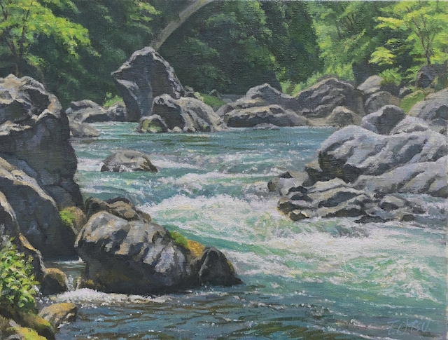 油絵 #12「御岳渓谷」F6 / Oil Painting #12 "Mitake Valley" F6