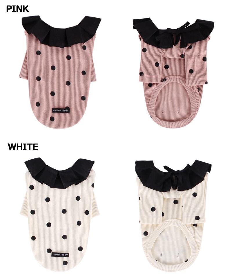 ドットフリルニット S ~ XL 2color / 犬服 ドッグウェア 小型犬 中型犬 犬の服 わんちゃん ペット