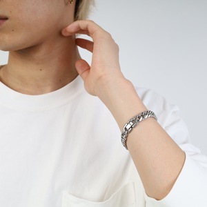 LaLibeModa ステンレス　6面カット　ダブル喜平ブレスレット　シルバー　マイアミキューバンチェーン　幅10ミリ メンズブレスレット　レディースブレスレット　プレゼント