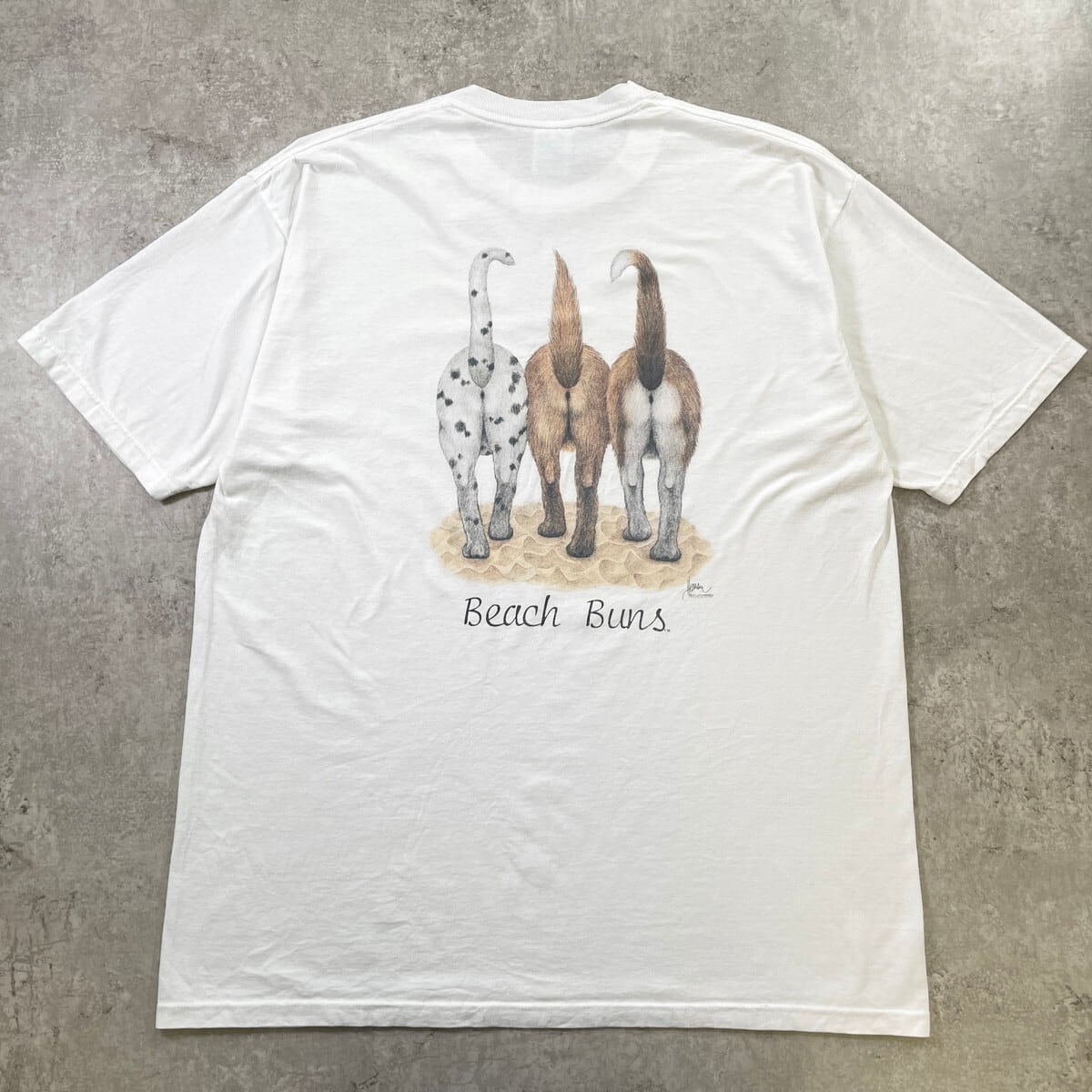90~00年代 USA製 BEACH BUMS 犬 アニマル プリントTシャツ メンズXL