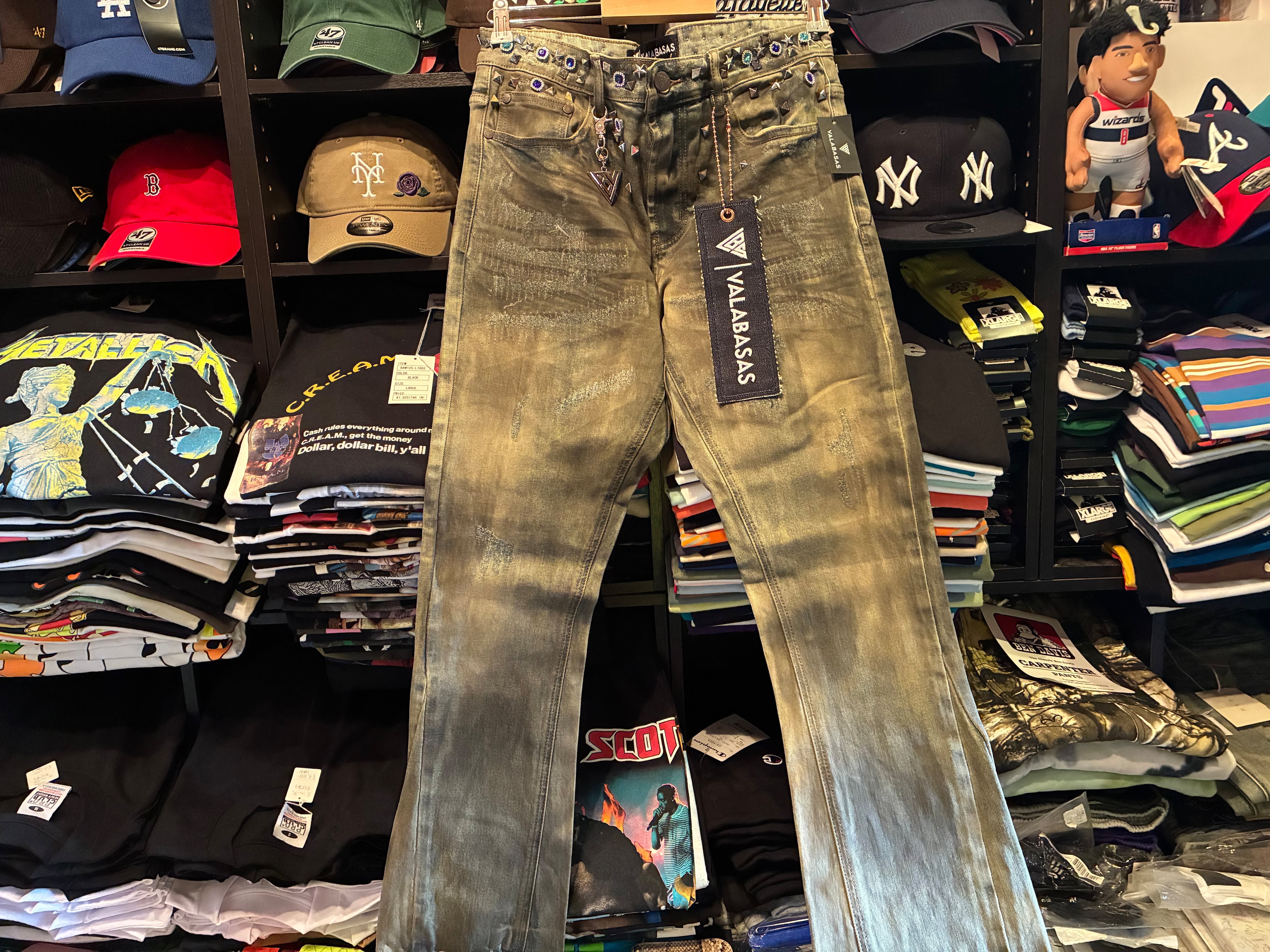 VALABASAS PUNCTURED STACKED DENIM (VLBS-VJ3-1063:BLACK) バラバサス