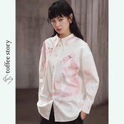 朝靄に溶ける淡桃レパードの物語シャツ《C0269》