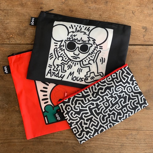 キースヘリング　KEITH HARRING　LOQI　ZIP POCKETS　3サイズセットポーチ