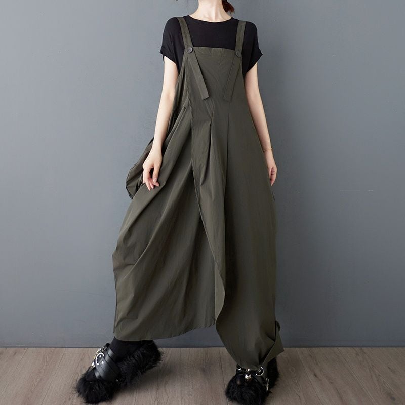 SOLID ASYMMETRIC LONG JUMPER DRESS 2colors M-13206