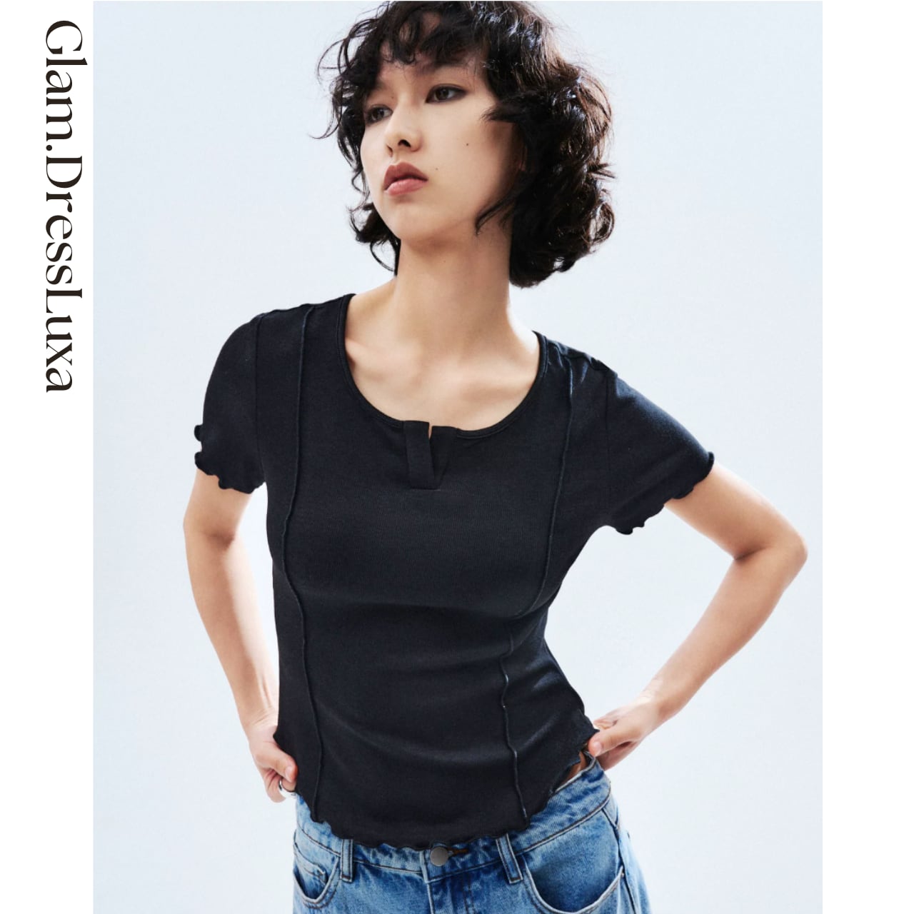 Curve Line リブフィットTee/4color_T24