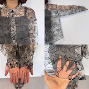 フラワー刺繍オーバーSH/ブラック