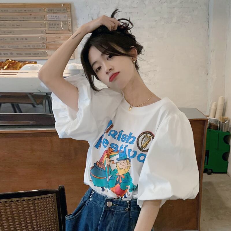 ホワイトスリーブTシャツ サマールーズ コットン 夏物 ピュア スーパーモール48483326032