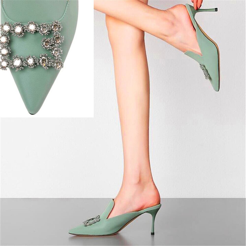 【新作】【送料無料】 ファッションセクシーな先のとがった女性のハイヒール絶妙なラインストーンアクセサリーハイヒールの春と秋の女性のスリッパ 靴 シューズ ミュール スプリング 春物 オータム 秋物 10b330550783838
