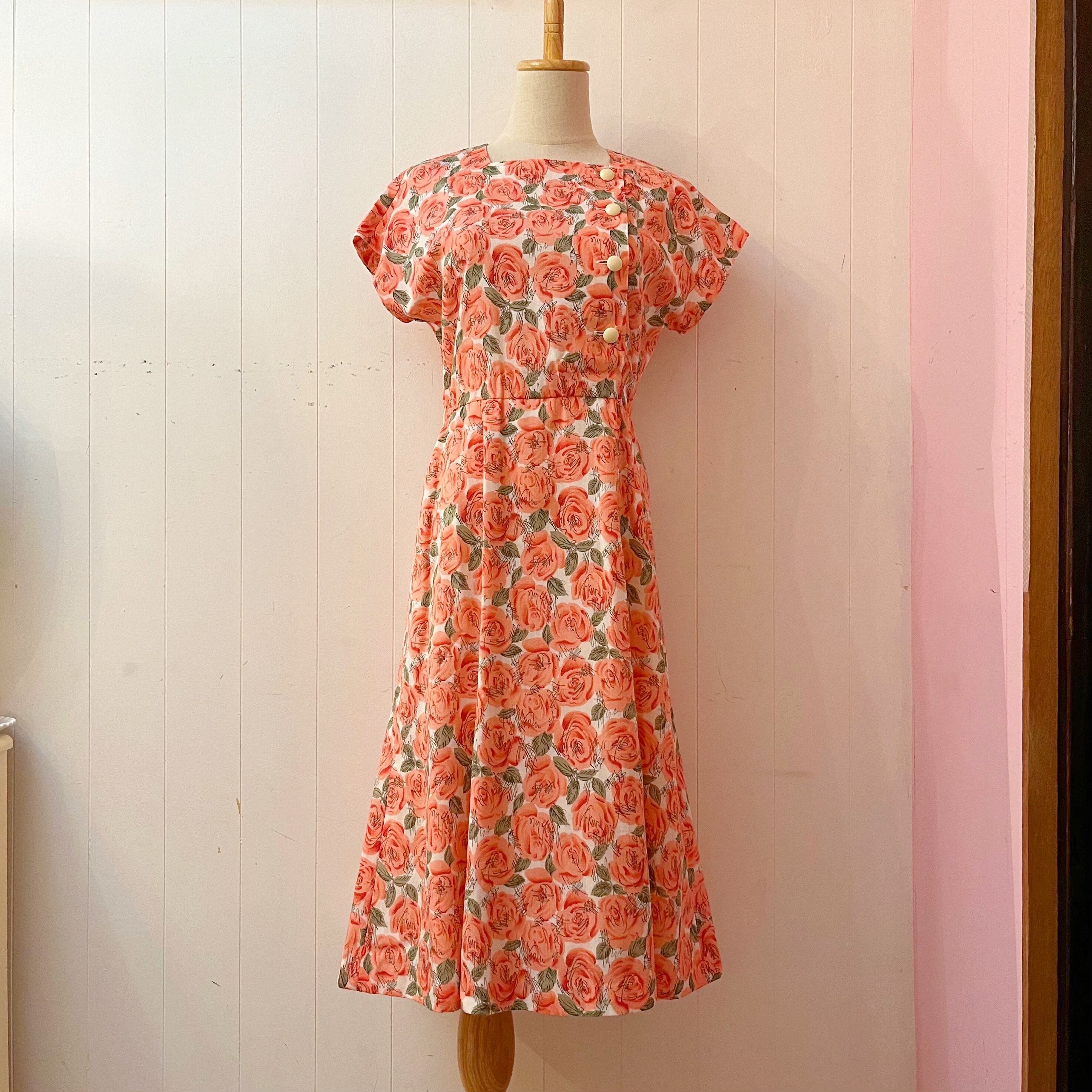 pink rose square neck one-piece