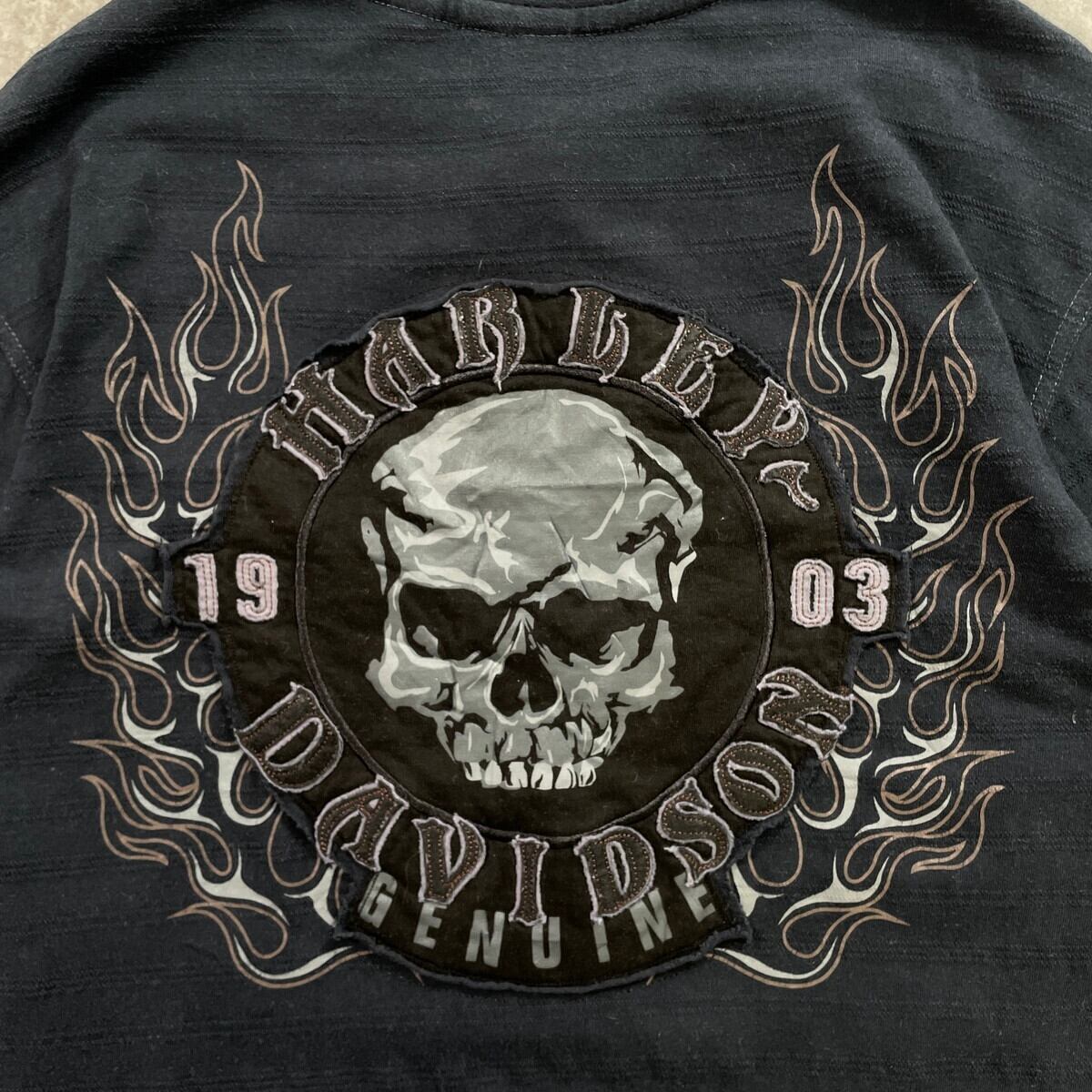 Harley-Davidson ハーレーダビッドソン ロングTシャツ ロゴ刺繍