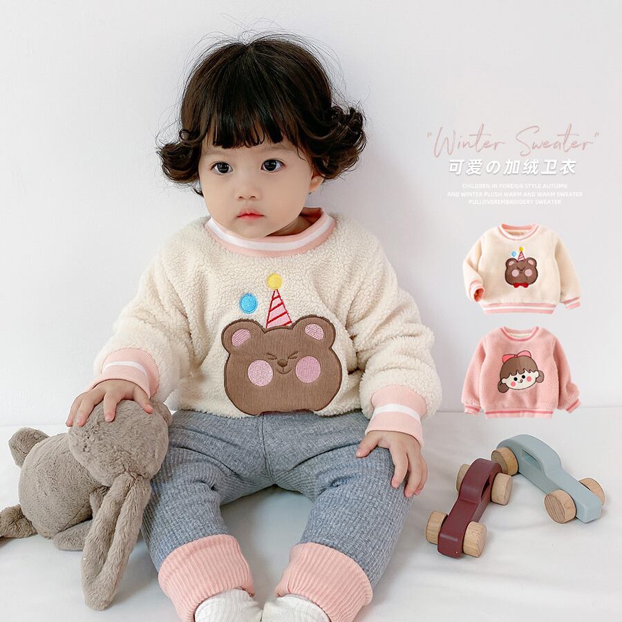 セーター スタイルオータムウィンターベルベットシャツ プルオーバー 刺繍 大人ガーリー スウィート キュート カジュアル 秋物 冬物 超面白いベビーショップ68152229308