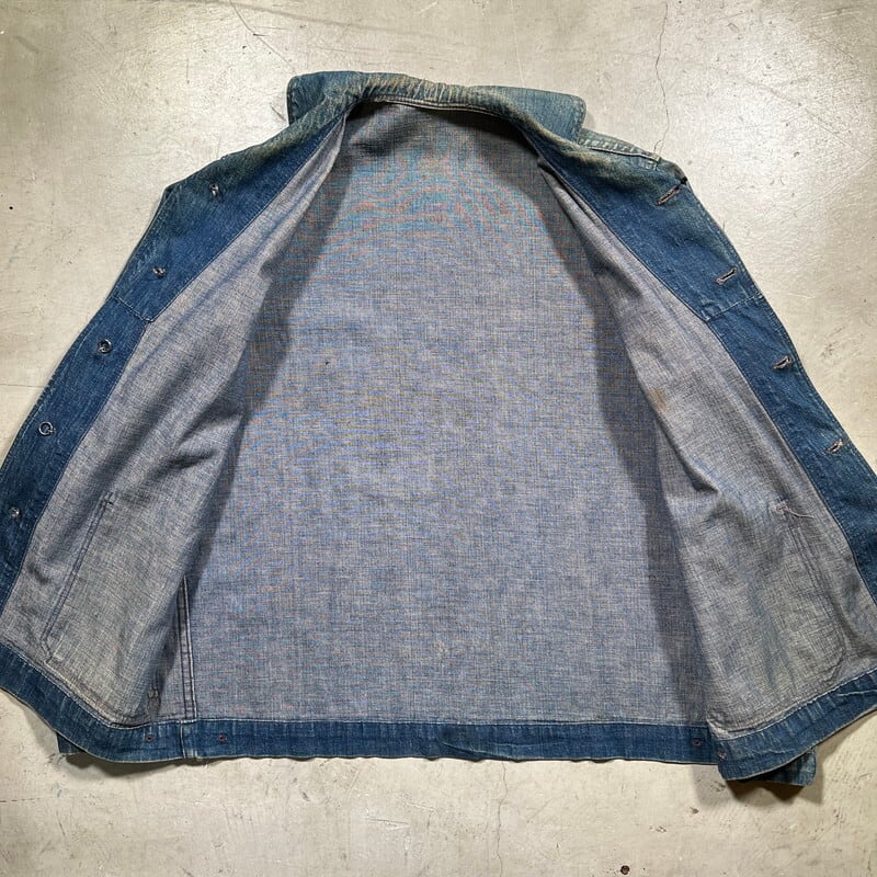 40's U.S.NAVY ショールカラーデニムカバーオール ヘチマ チェンジ