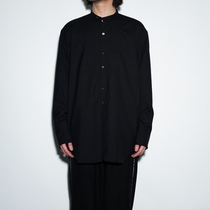 Giappone Camiceria "Band Collar" 〈Tech Wool - Black〉