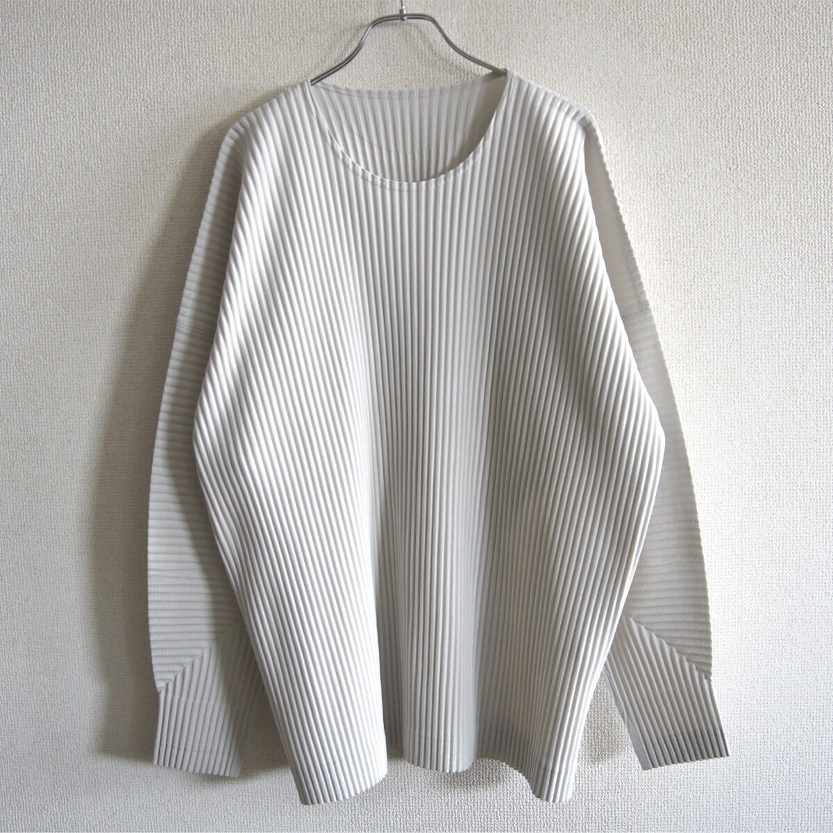 【美品】 HOMME PLISSE ISSEY MIYAKE【プリーツ ワイド カットソー】3 ライトグレー オムプリッセ イッセイミヤケ 26070316 美品】 HOMME PLISSE ISSEY MIYAKE【プリーツ ワイド カットソー】3