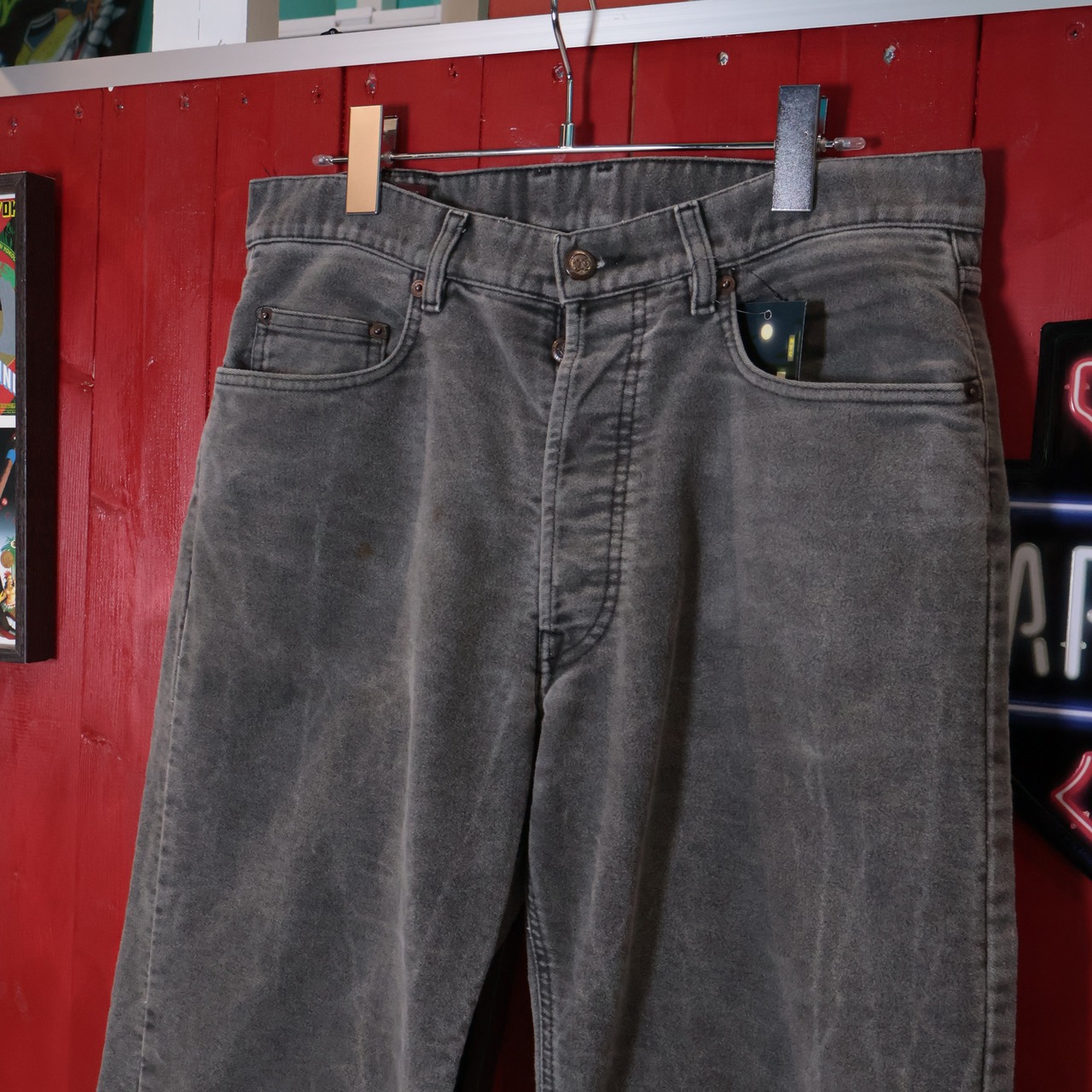 90s Marlboro Classics ベロア調　コットンピーチスキンパンツ　グレー　マルボロ　カットオフパンツ