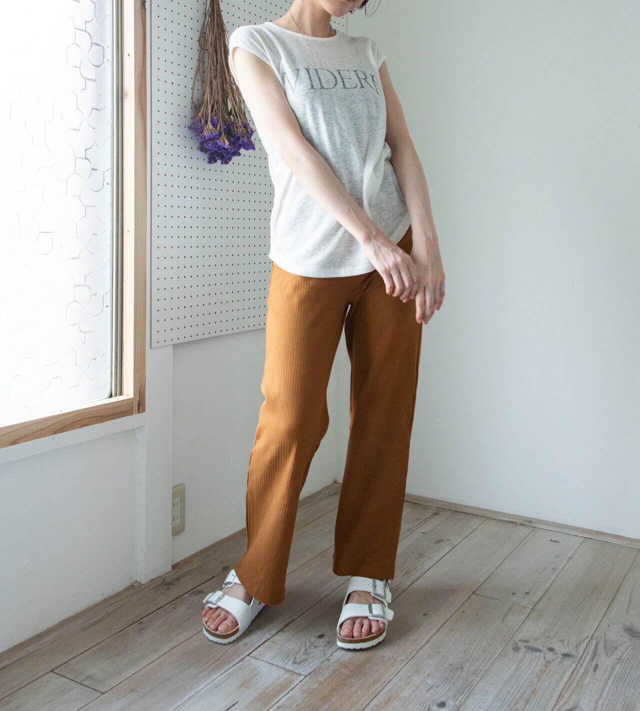 麻混スラブロゴT/SH