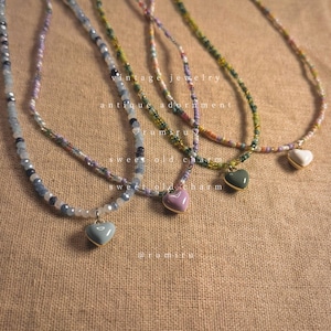 ハンドメイド アンティーク ハート アクセント ネックレス