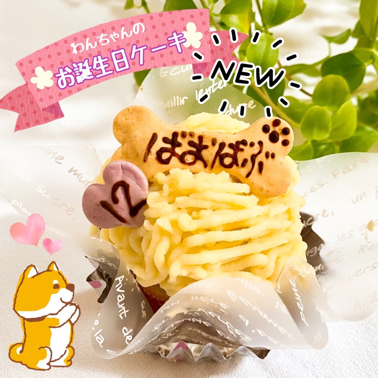 犬用ケーキ：リンゴとおいものモンブラン ☆受注生産（配達1週間～10日