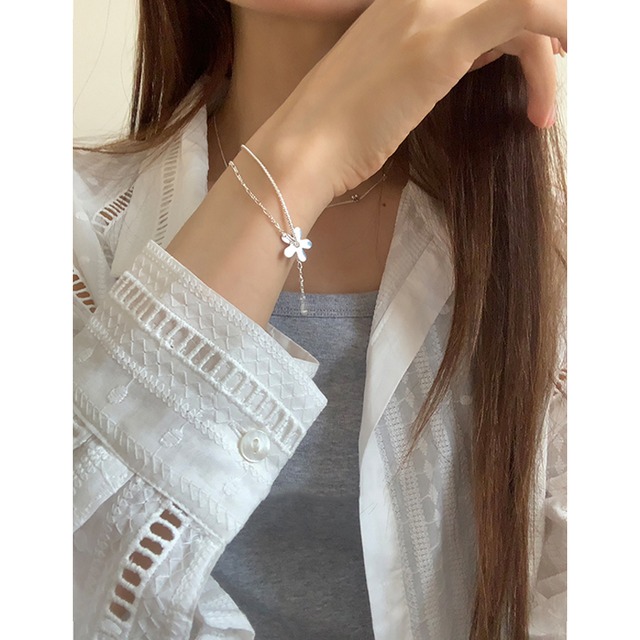 suzyaccシルバー２層小花ブレスレット