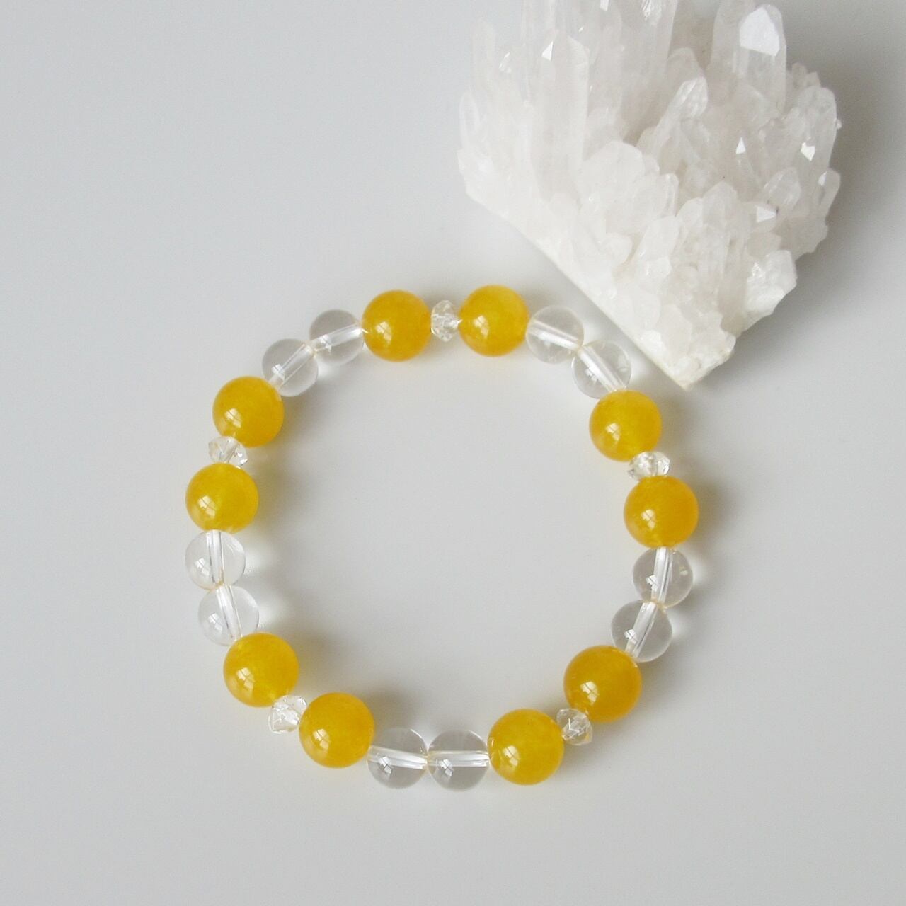 ☆希望と活力・金運・幸福のご利益カラー☆イエローカルセドニー×水晶