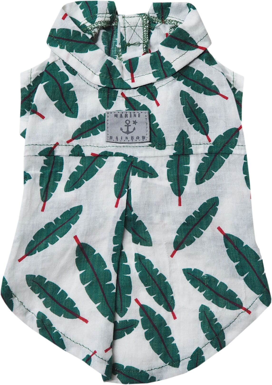 【ドッグウエア】 リーフプリントシャツ ホワイト/ネイビー