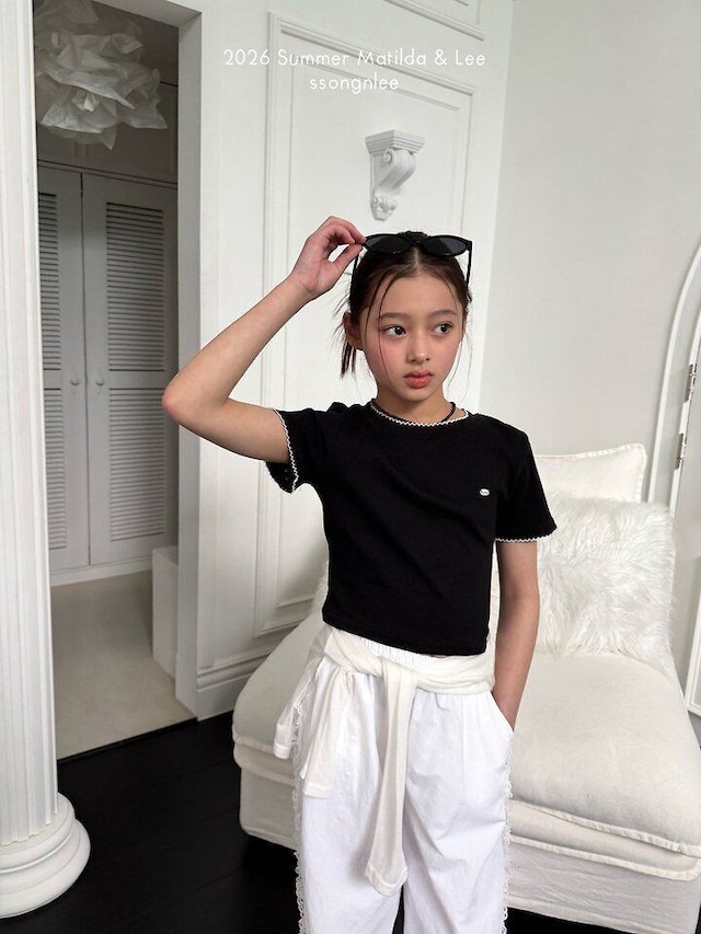 【予約】matilda&Lee アイレットピンコットT tops 女の子　小学生　キッズ　韓国子供服　海外ファッション　nicoru. ニコル　子供服