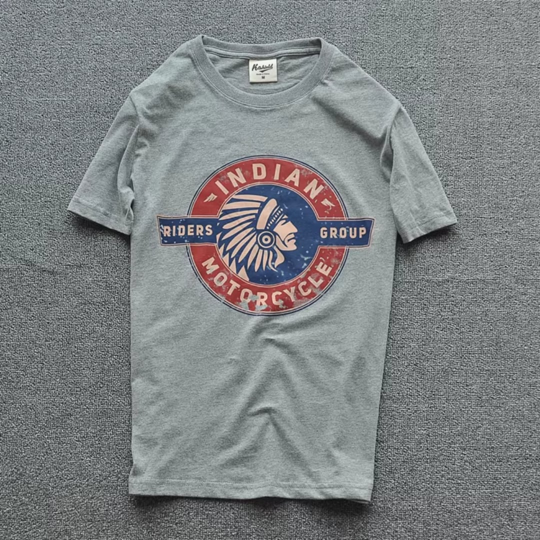 Washed Retro Indian Chief Washed Cotton Top(GV352)