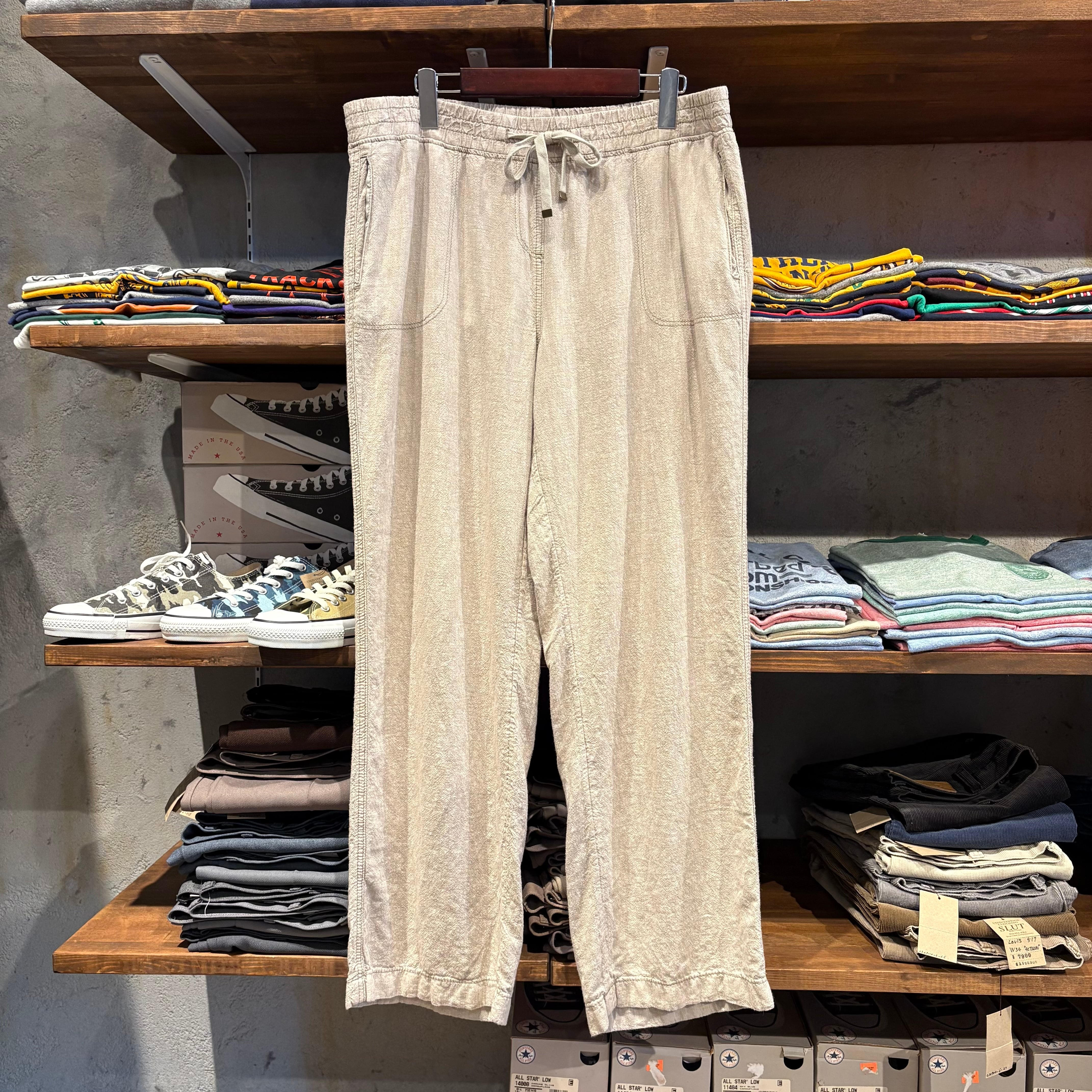 古着 00s〜 オールドネイビー 極太 リネン パンツ アイボリー ワイド 安いねぇ!!” 00s OLD NAVY Linen Pants size:XL (ivory) オールド