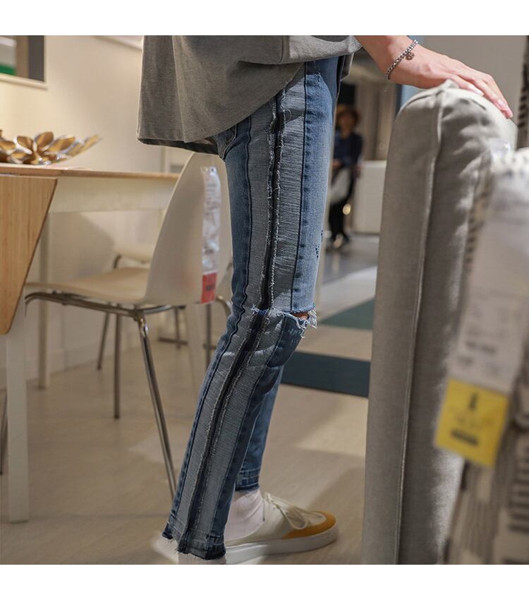 全1色 デニム パンツ スキニー カジュアル ダメージ