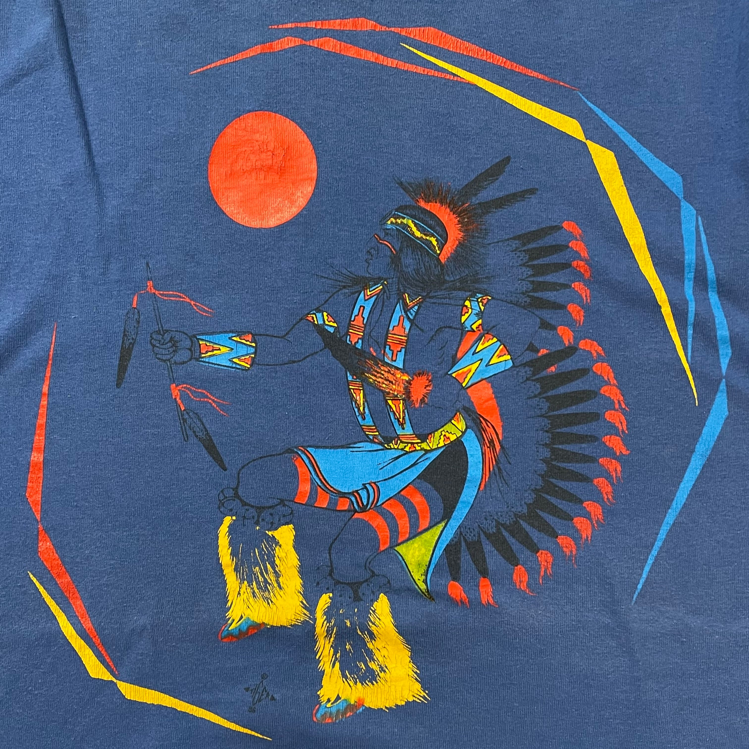 Tiger】90s USA製 イラスト プリント Tシャツ インディアン M
