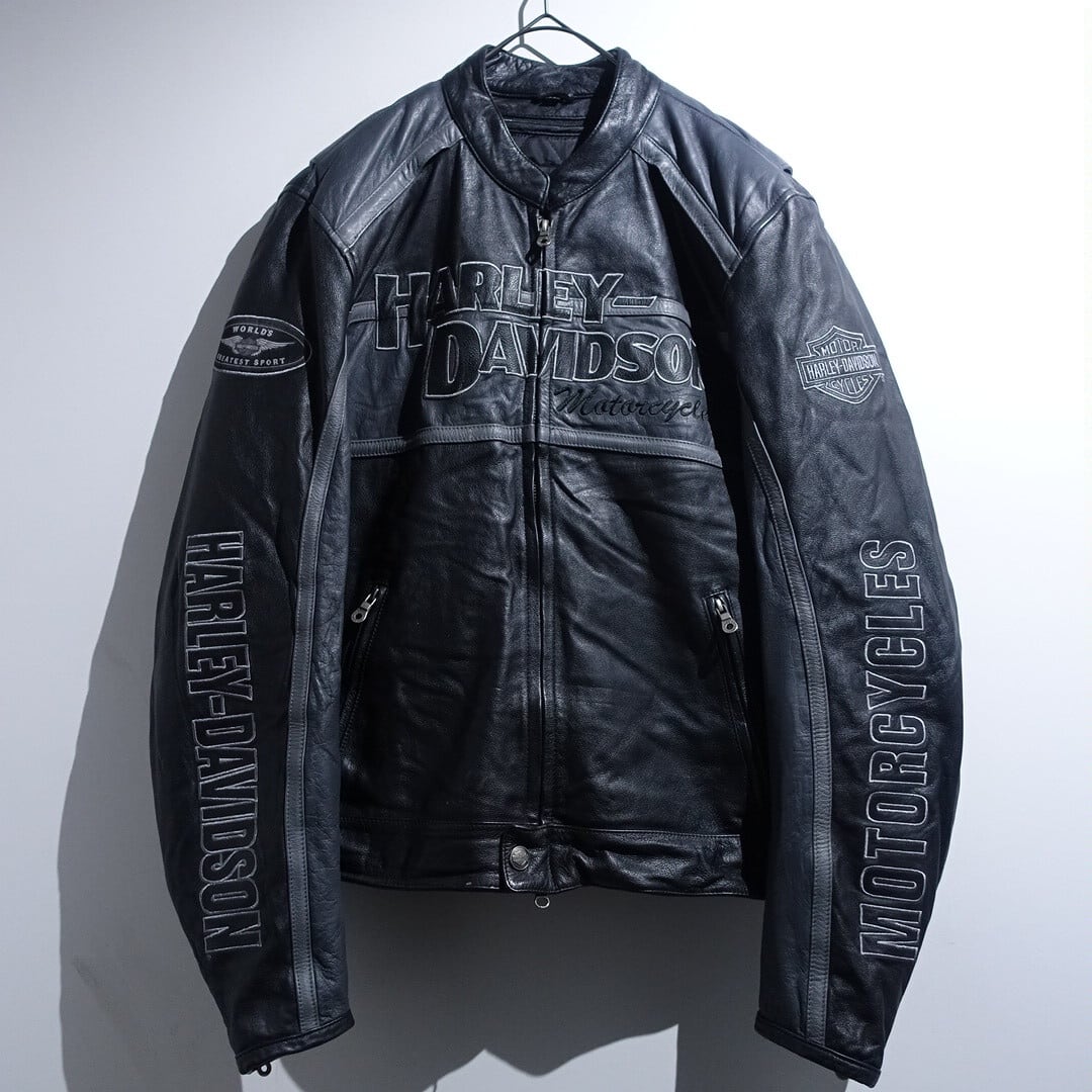 "Harley Davidson" Black Logo Design Rider Leather Jacket