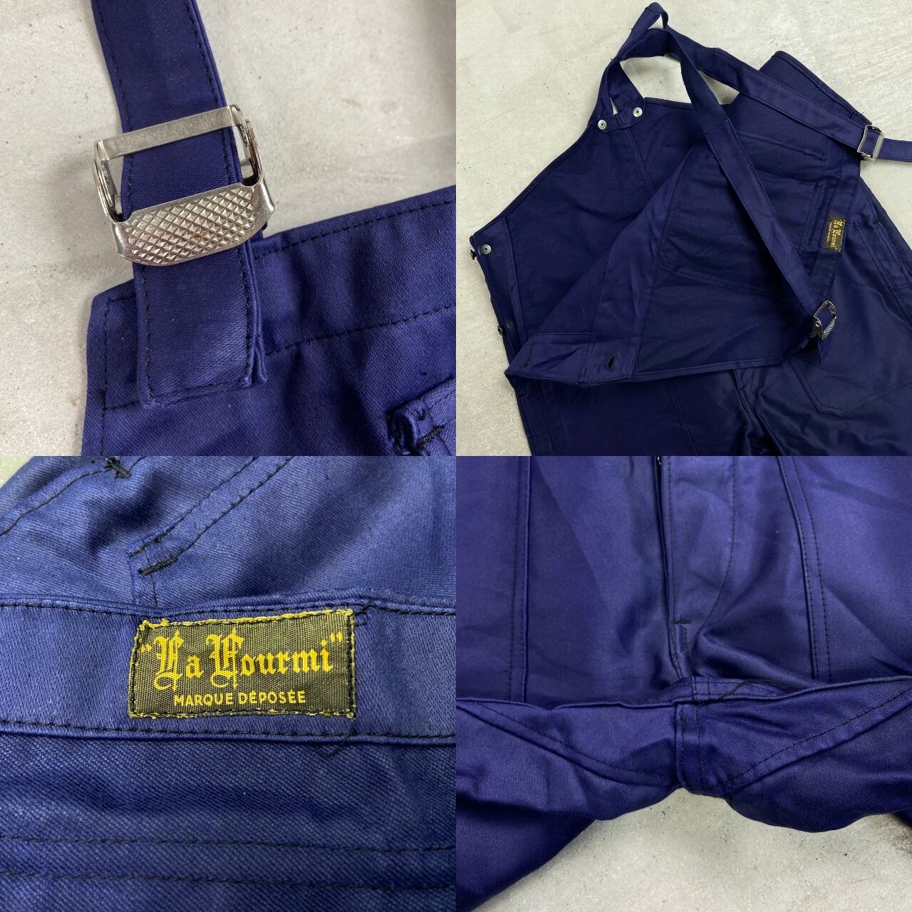 40年代 La Fourmi 黒ラッカードーナツボタン ブルーモールスキン