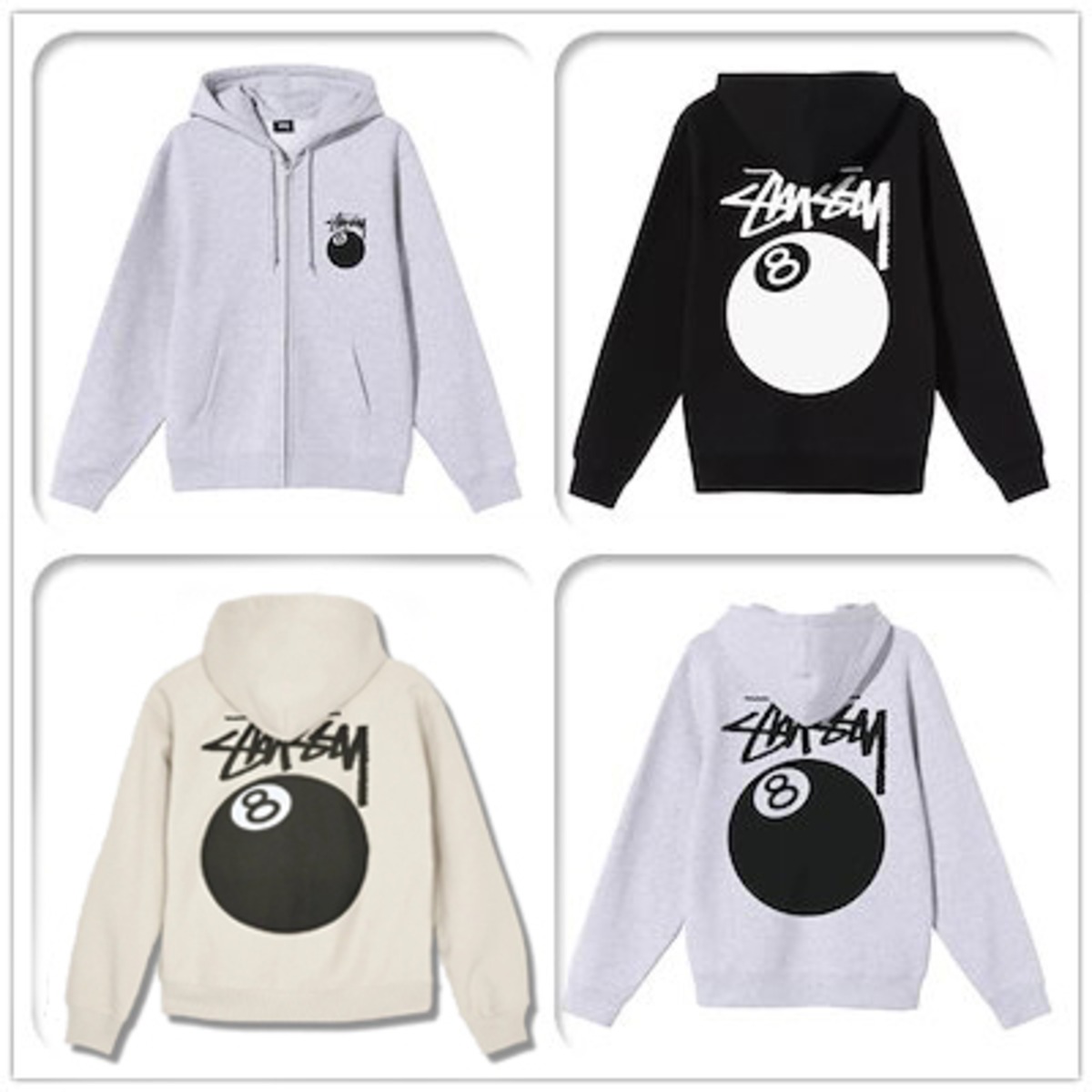 STUSSY 8 BALLステューシー 8ボールジップパーカー プルオーバー 
