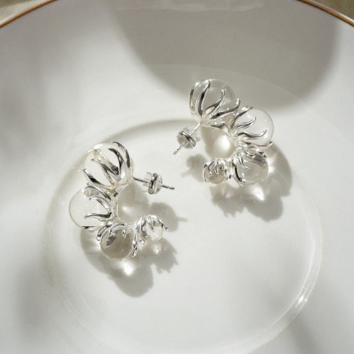 Clear Bead Earrings　T6068