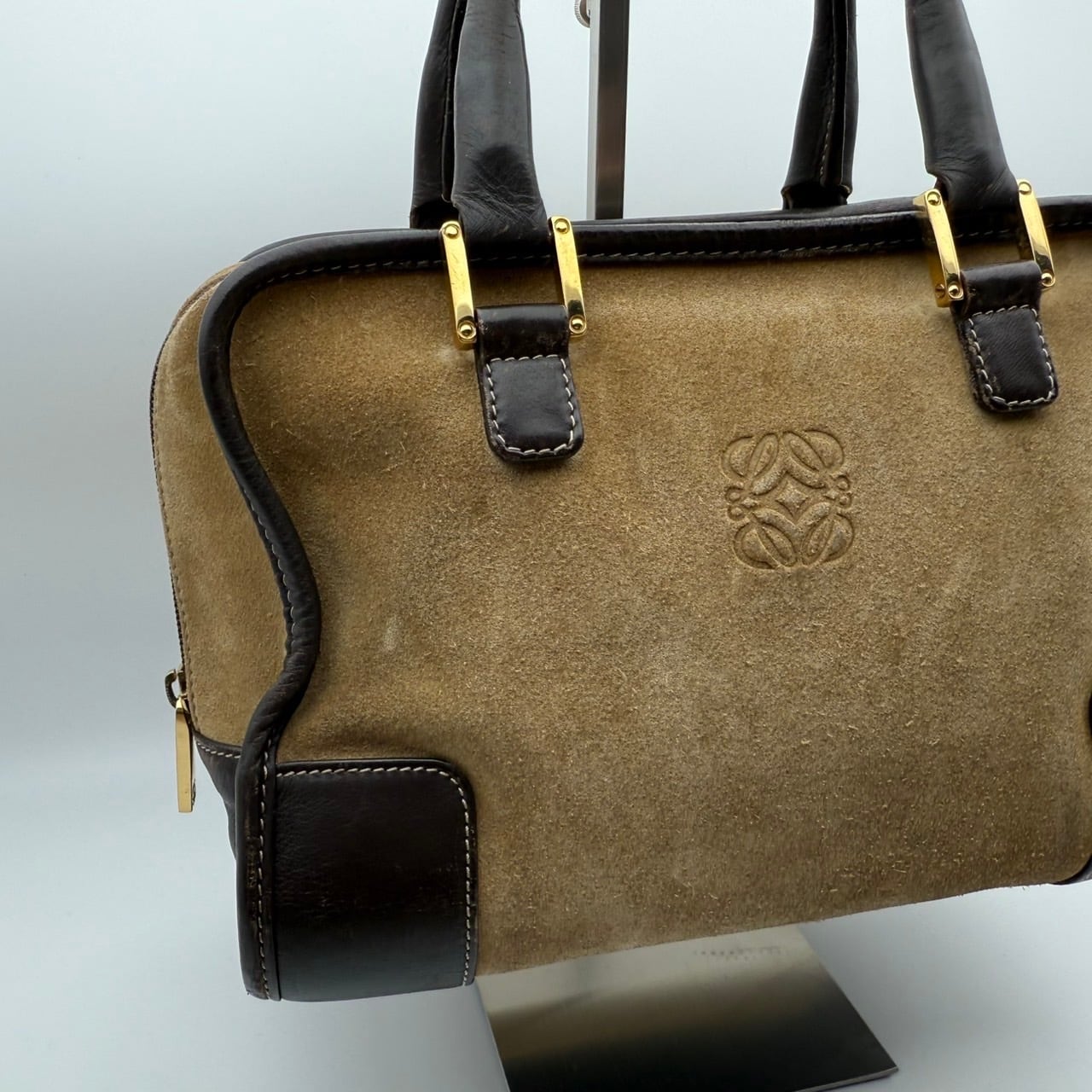 LOEWE / ロエベ アマソナ スエード ボストンバッグ（アナグラムロゴ