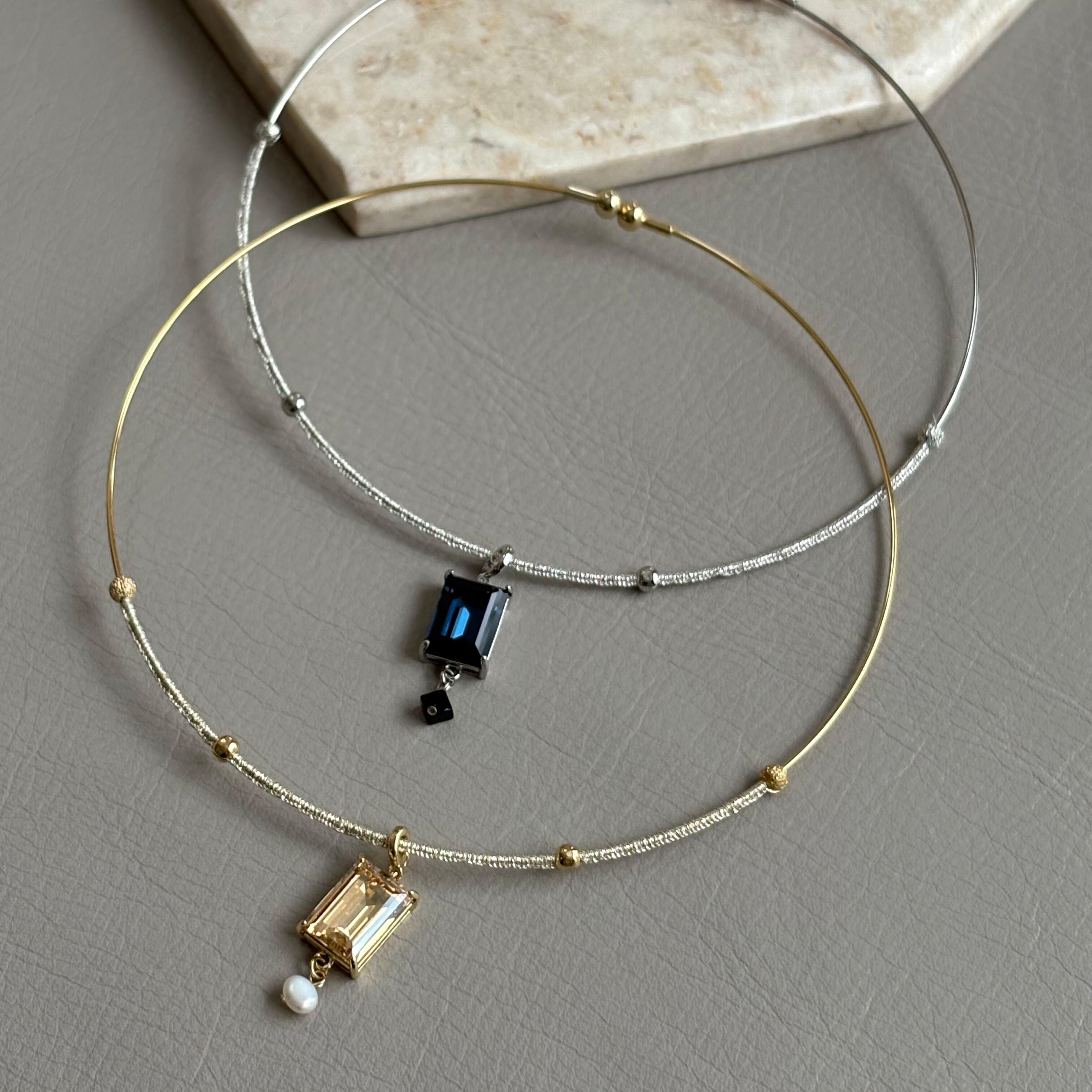 wire choker_ crystal glass