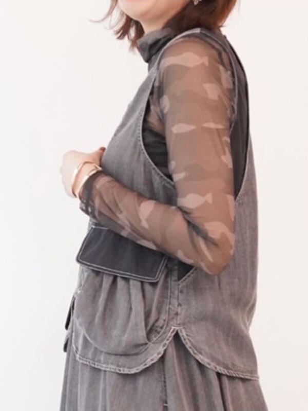 33℃　dn6012001　テンセルデニムノーカラーデザインvest (STUP)