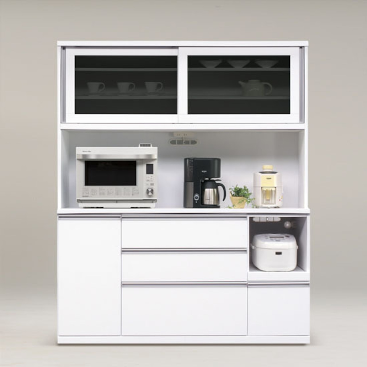 【幅160】キッチンボード 食器棚  レンジ台 収納 炊飯器収納