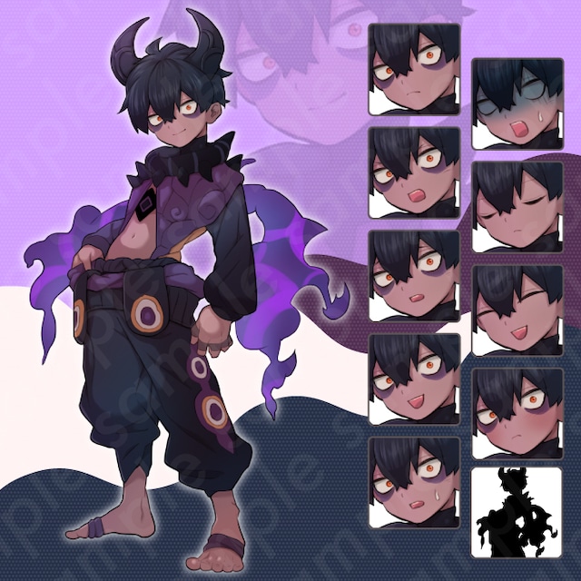 【立ち絵素材6人セット】ツノや羽が生えている魔族男女キャラクターイラスト・姫・王子・執事・案内人・ファンタジー・全身表情10種＋α | POMPACK