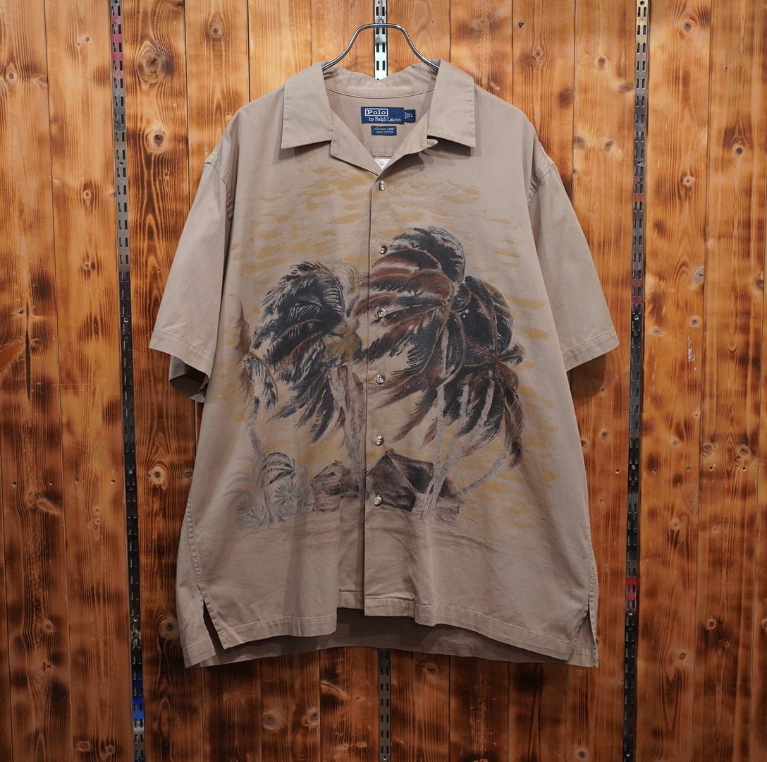 ralphlauren vintage camp パームツリー XL/ラルフローレン 椰子の木 ヤシの木 オープンカラーシャツ 開襟シャツ