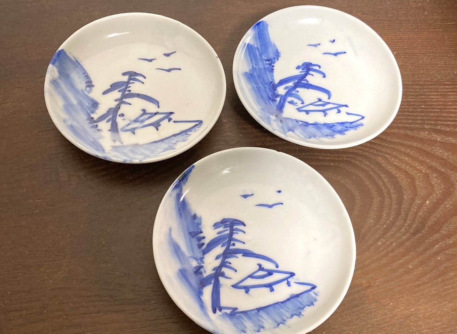 希少物 時代物 染付青白い伝統的な陶器の丼 食器 | 淡竹89