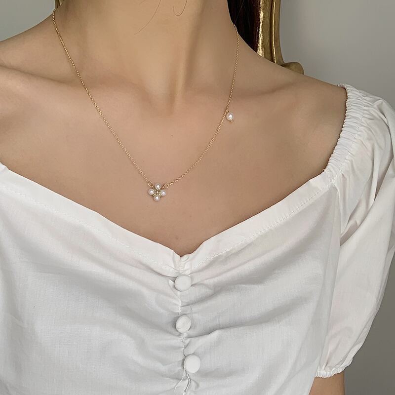 パールネックレス サマーチェーン レース 夏物 真珠 ブラック・アイド・ピーズ98286349283