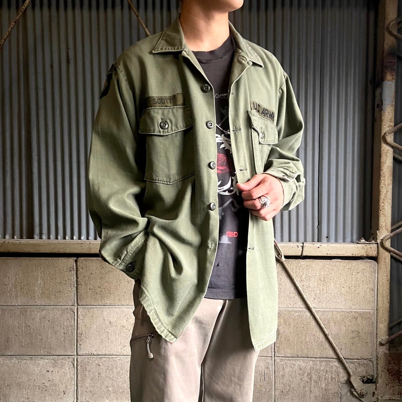 2023人気SALE 古着 ビンテージ 80s 軍服 ミリタリー 長袖 シャツ 美品