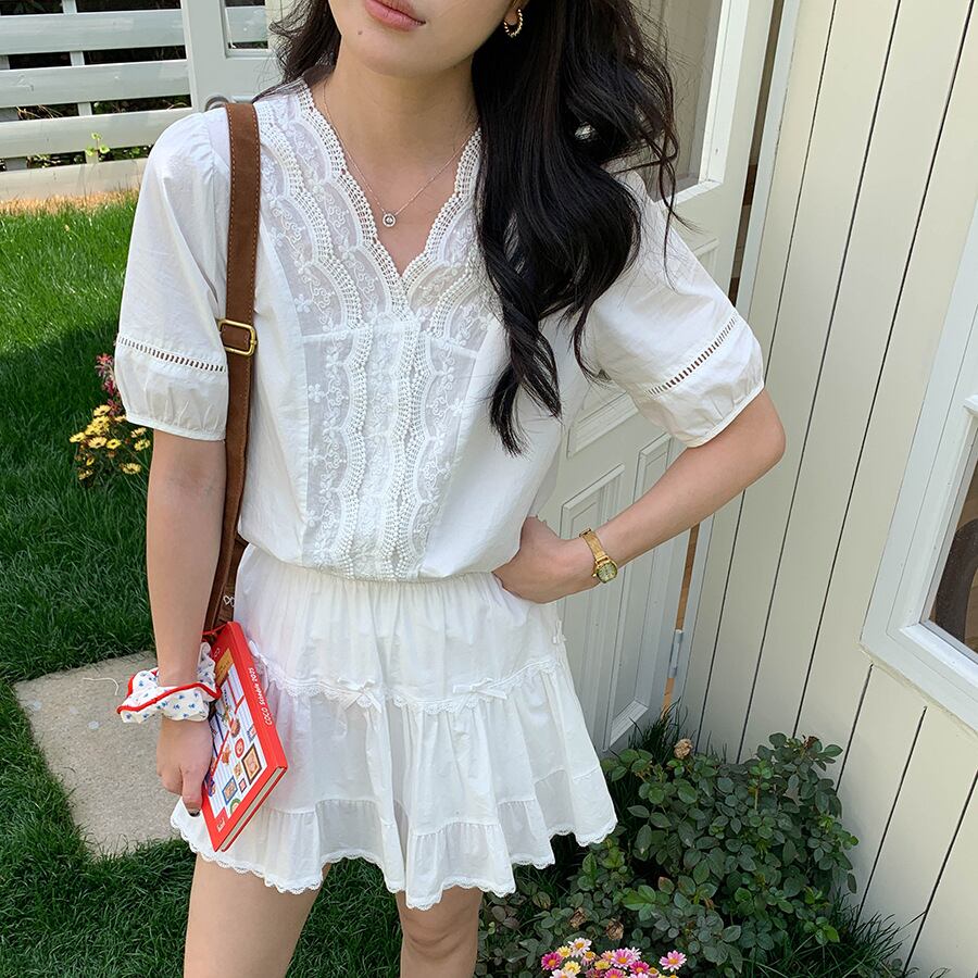 【tops】レースドッキングブラウス M32954