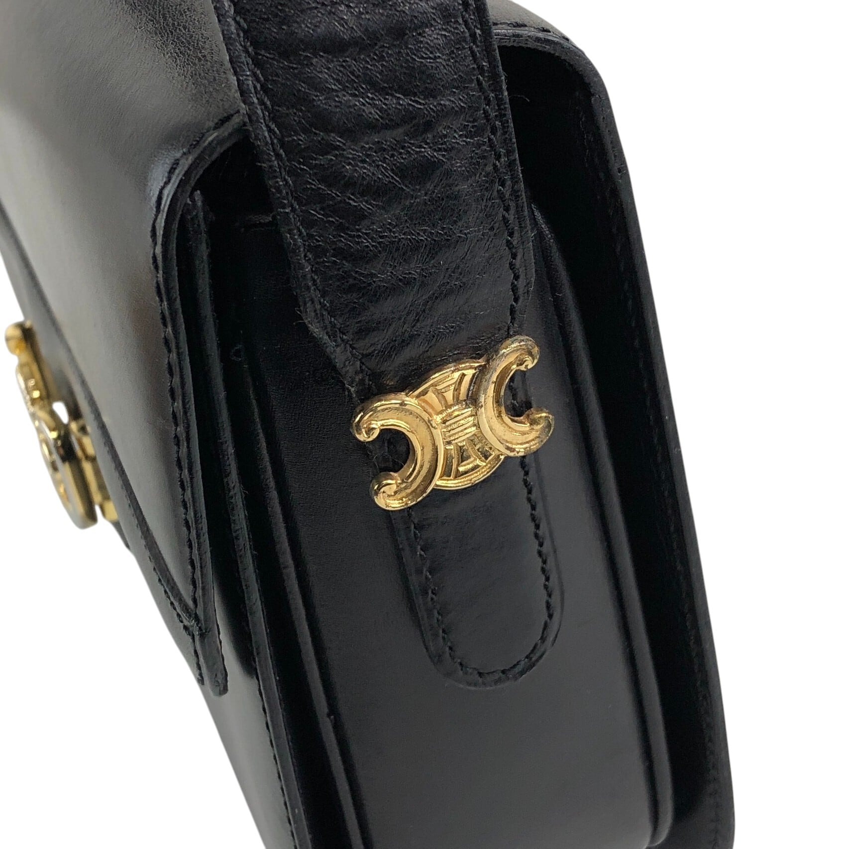 CELINE セリーヌ ショルダーバッグ ブラック 馬車 ブラゾン レザー