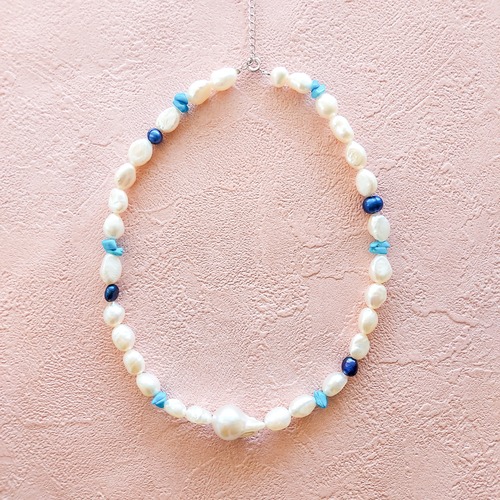 SV925 baroque Pearls summer colorful necklace (adjustable) 01