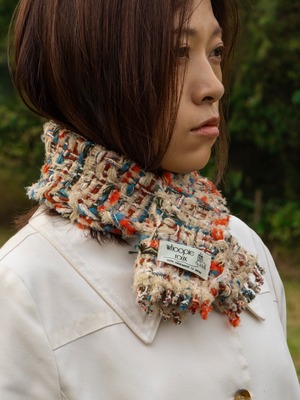 半襟デザインの手織りツイードマフラー | han-eri ♭160 | 良質なアパレル残り糸を使用