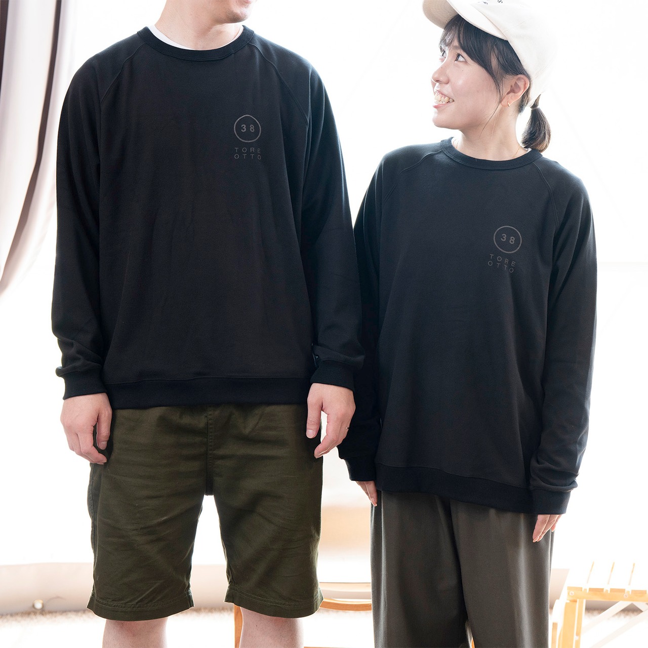 もちのび刺繍ラグランロンT（BLACK）